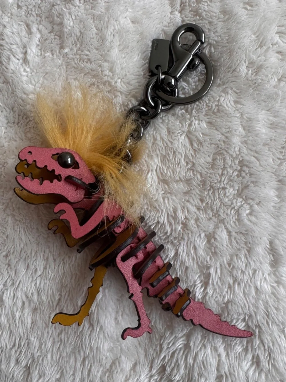 Coach Small Mohawk Rexy Bag Charm Pink/Yellow - Picture 2 of 3